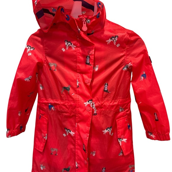Joules Kids Red Dog Print Raincoat - Picture 1 of 3